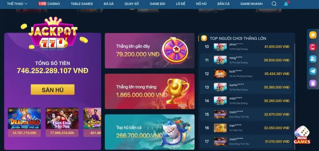 Jackpot Slots với biểu tượng tiền vàng và chiến thắng lớn